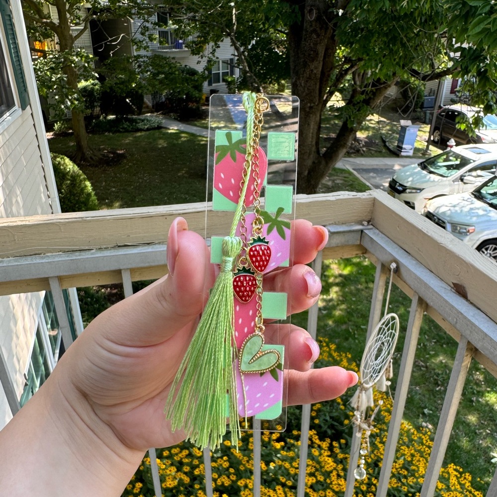 Strawberry charm bookmark